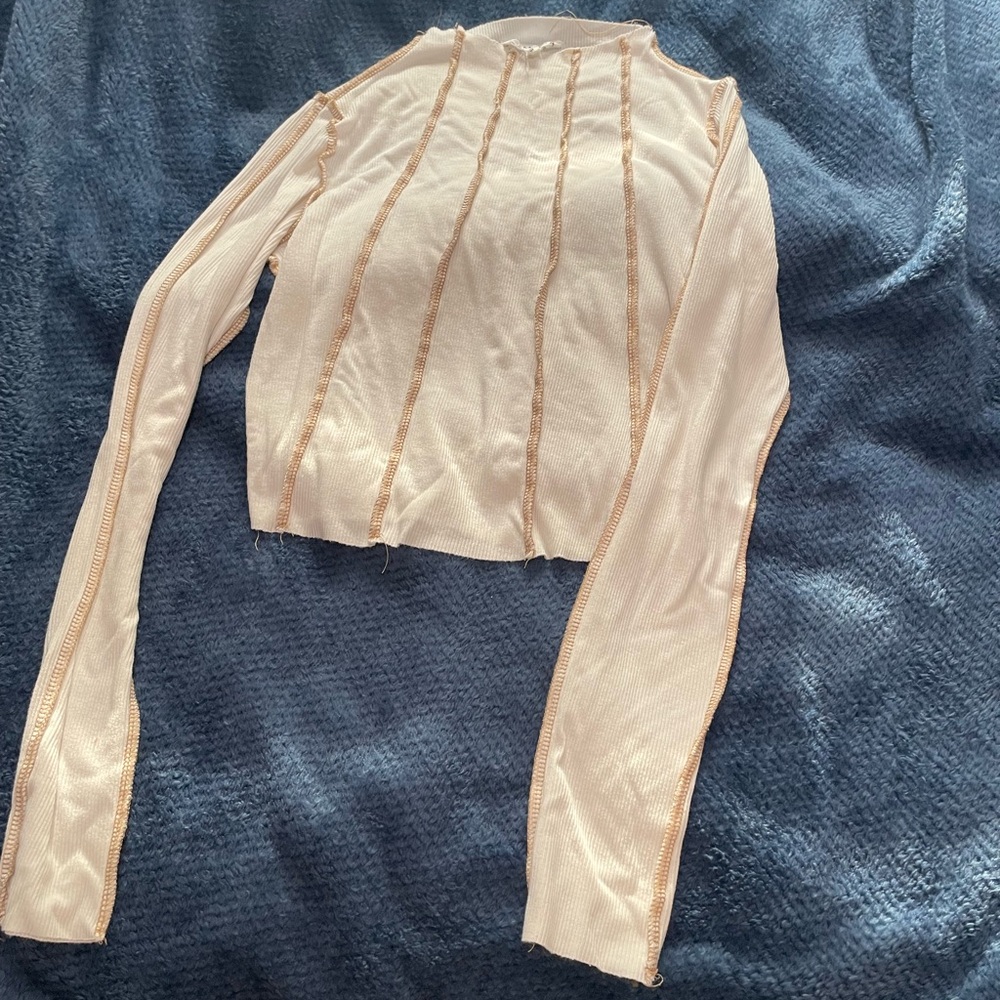 Chic Cream Long Sleeve Women's Blouse